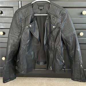 Topshop Faux Leather Moto Jacket